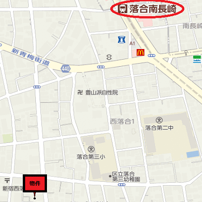 マンスリーリブマックス大江戸線落合南長崎WEST■【浴室乾燥付】≪スタンダードシリーズ≫の地図画像