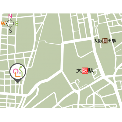 OneLife梅田西【▼室内見学可（※空室状況により、応相談）、梅田スカイビル、うめきた至近！】の地図画像