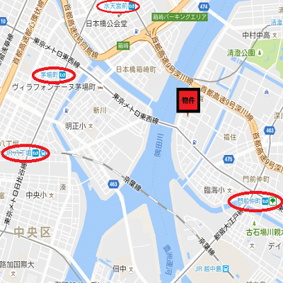 グッドステイ門前仲町グラン■『25平米・Wi-Fi無制限・独立洗面・浴室乾燥付』【ハイクラス】の地図画像