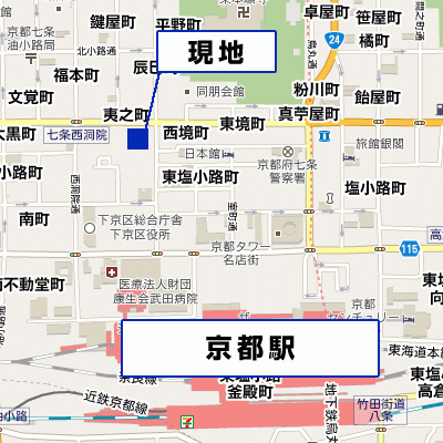 ≪ホテルタイプ≫グッドステイ京都駅前セントラル■『禁煙・和洋室・ツインルーム』【Wi-Fi無料♪シモンズベッド・駅5分・空気清浄機・５０型ＴＶ】の地図画像