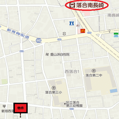 グッドステイ大江戸線落合南長崎WEST□『浴室乾燥付』【ベーシック】の地図画像