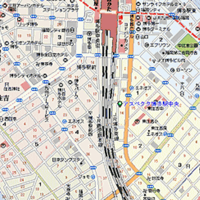 ☆博多駅6分☆　アスペクタ博多駅中央　☆バストイレ別々☆コンビニ徒歩1分☆の地図画像