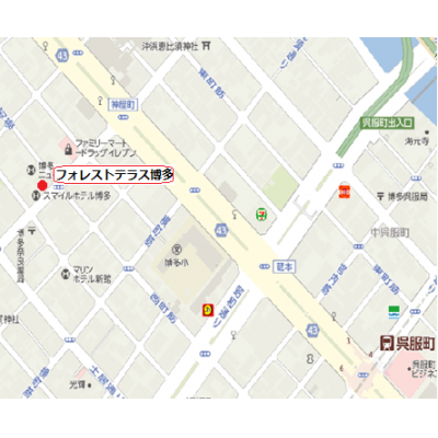 ★博多座・天神☆　フォレストテラス博多　☆サンパレス・マリンメッセ★の地図画像