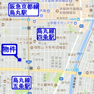 グッドステイ五条烏丸ベラジオ△【ベーシック・洗浄機能付便座・独立洗面台・浴室乾燥機】の地図画像