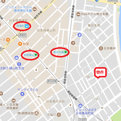 マンスリーリブマックス東日本橋・日本橋浜町リバーサイドステイ『駅徒歩4分』▲【浴室乾燥付】≪スタンダードシリーズ≫の地図画像