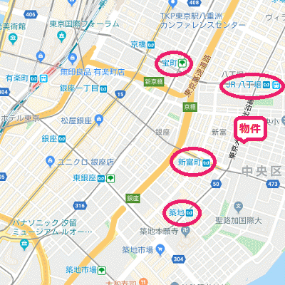 グッドステイ銀座八丁堀駅前ラグジュアリー2■『駅徒歩3分・26平米』【ベーシック】の地図画像